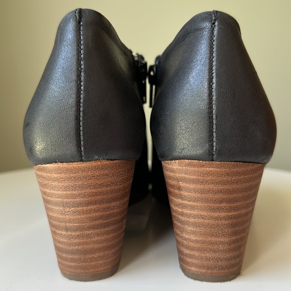 Lucky Brand Womens Tylera Open Toe Pump Wedge Side Cut Out & Zipper Leather Boho - Picture 10 of 15